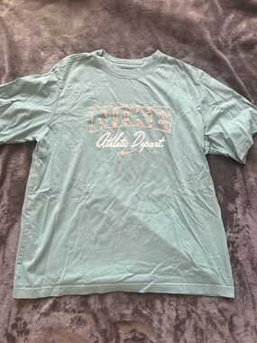 Nike Short-Sleeve Athletic Dept. Tee in Light Aqua with Pink Outline